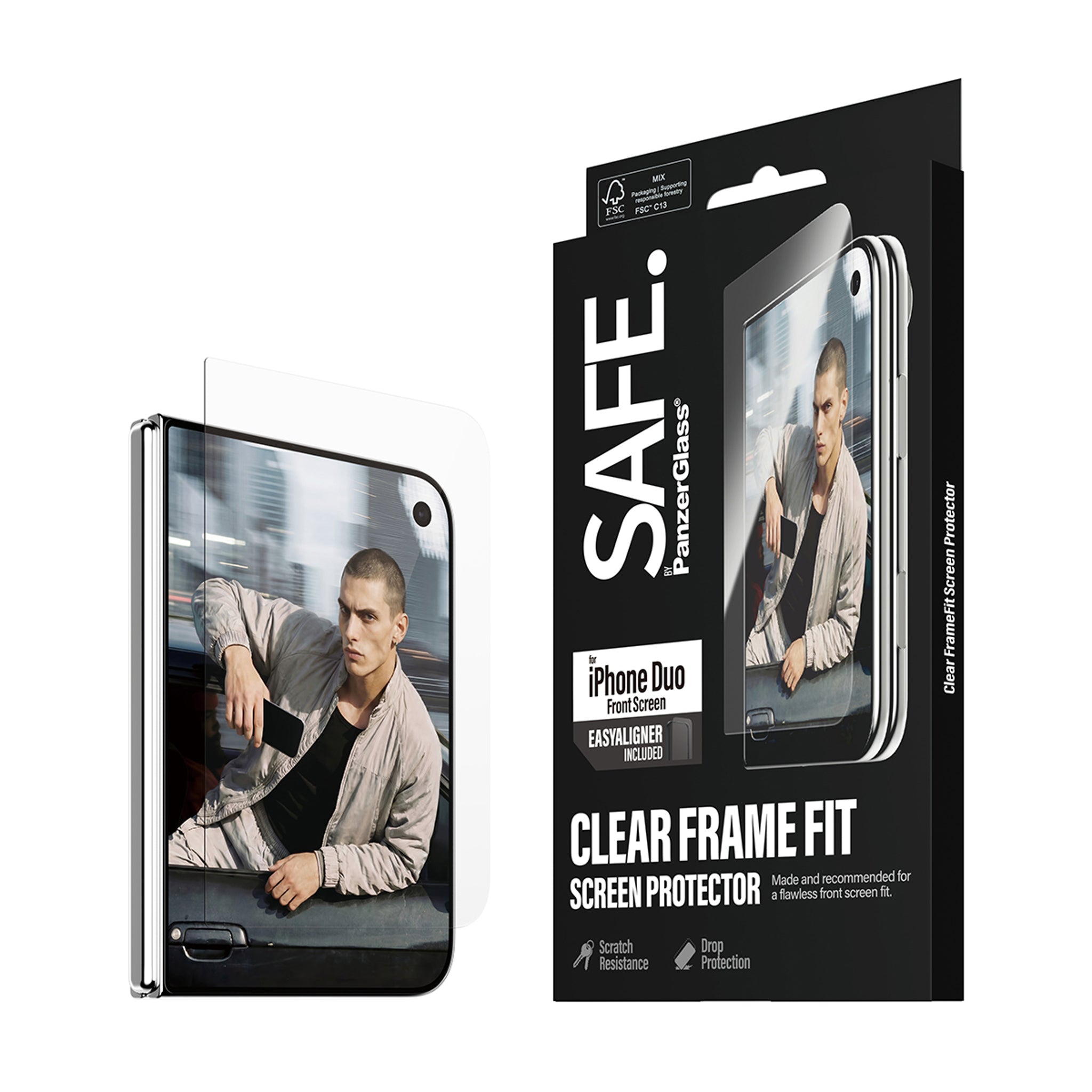 SAFE. by PanzerGlass® Front Screen Protector iPhone Duo | FRAME FIT w. EasyAligner